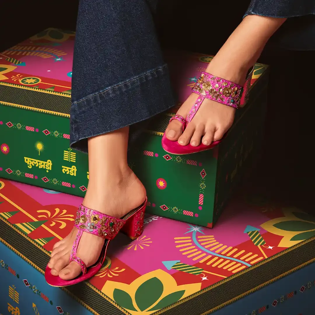 Woman wearing lavender footwear